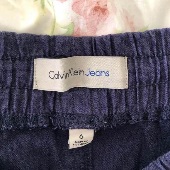 Calvin Klein Linen Blend Cropped Pants - Picture 2 of 7